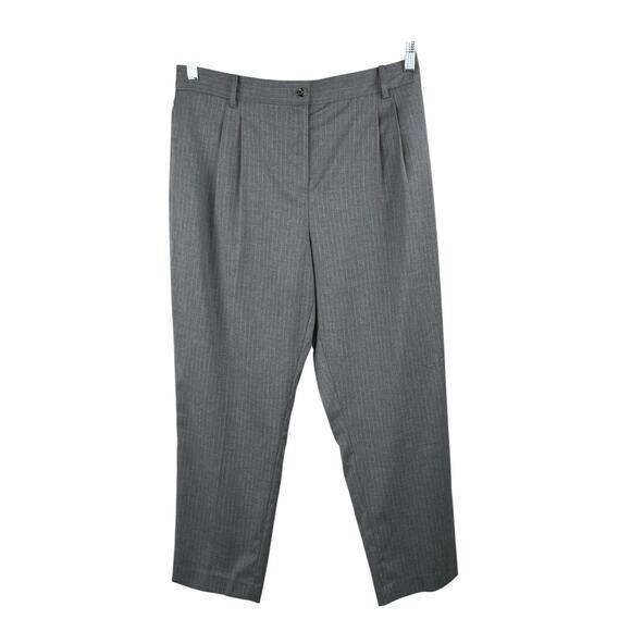 Calvin Klein Gray Pinstripe Straight-Leg High Rise Cropped Trouser Pants 14 NWT - Picture 2 of 14